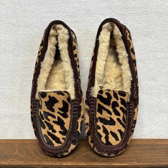 UGG Ansley Leopard Spot Calf Hair Slipper Women’s Size 7 - Picture 2 of 16